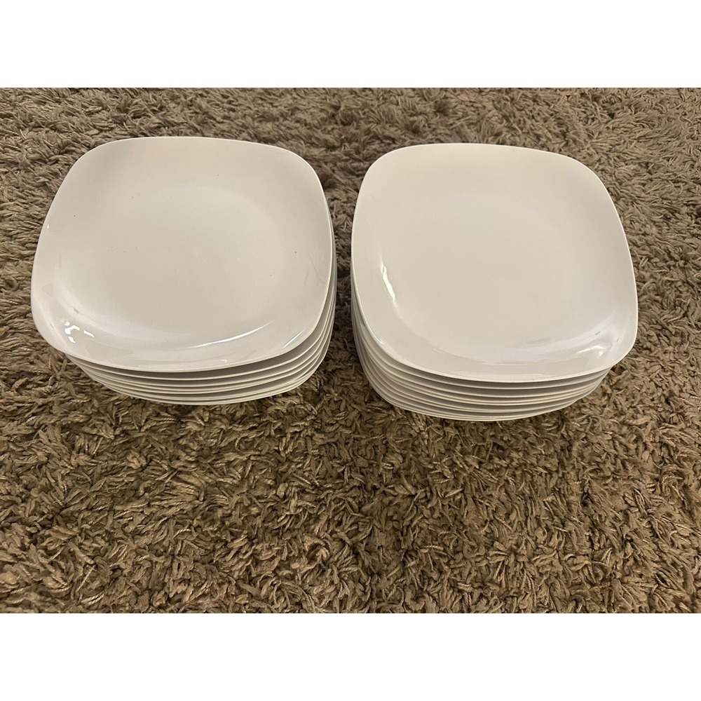 Vintage ROYAL NORFOLK Plate Ceramic White Square Set Of 10